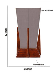 Pyramid Grey Cotton Shade Lamp with Wood Base