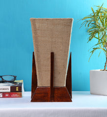 Pyramid Beige Jute Shade Lamp with Wood Base