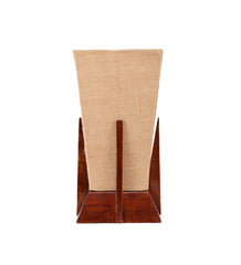 Pyramid Beige Jute Shade Lamp with Wood Base