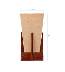 Pyramid Beige Jute Shade Lamp with Wood Base