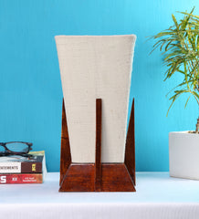 Pyramid White Jute Shade Lamp with Wood Base for Decoration