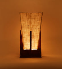 Pyramid White Jute Shade Lamp with Wood Base for Decoration
