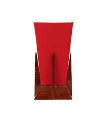 Pyramid Red Cotton Shade Lamp with Wood Base