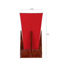 Pyramid Red Cotton Shade Lamp with Wood Base