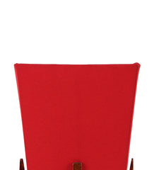Pyramid Red Cotton Shade Lamp with Wood Base
