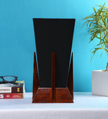 Pyramid Black Cotton Shade Lamp with Wood Base