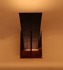 Pyramid Black Cotton Shade Lamp with Wood Base