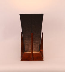 Pyramid Black Cotton Shade Lamp with Wood Base