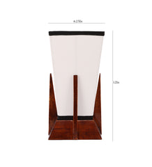 Pyramid White & Black Cotton Shade Lamp with Wood Base