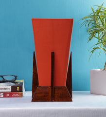 Pyramid Orange Cotton Shade Lamp with Wood Base