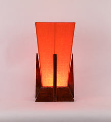 Pyramid Orange Cotton Shade Lamp with Wood Base