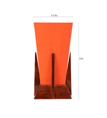 Pyramid Orange Cotton Shade Lamp with Wood Base