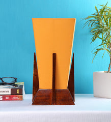Pyramid Yellow Cotton Shade Lamp with Wood Base