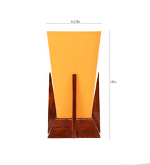 Pyramid Yellow Cotton Shade Lamp with Wood Base