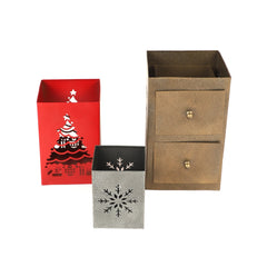 Christmas Votive & Stationery Holder Set of 3