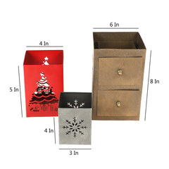 Christmas Votive & Stationery Holder Set of 3