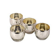 Big Silver Glass Votive Set of 4