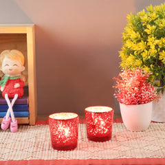 Red Glass Votive Set of 4