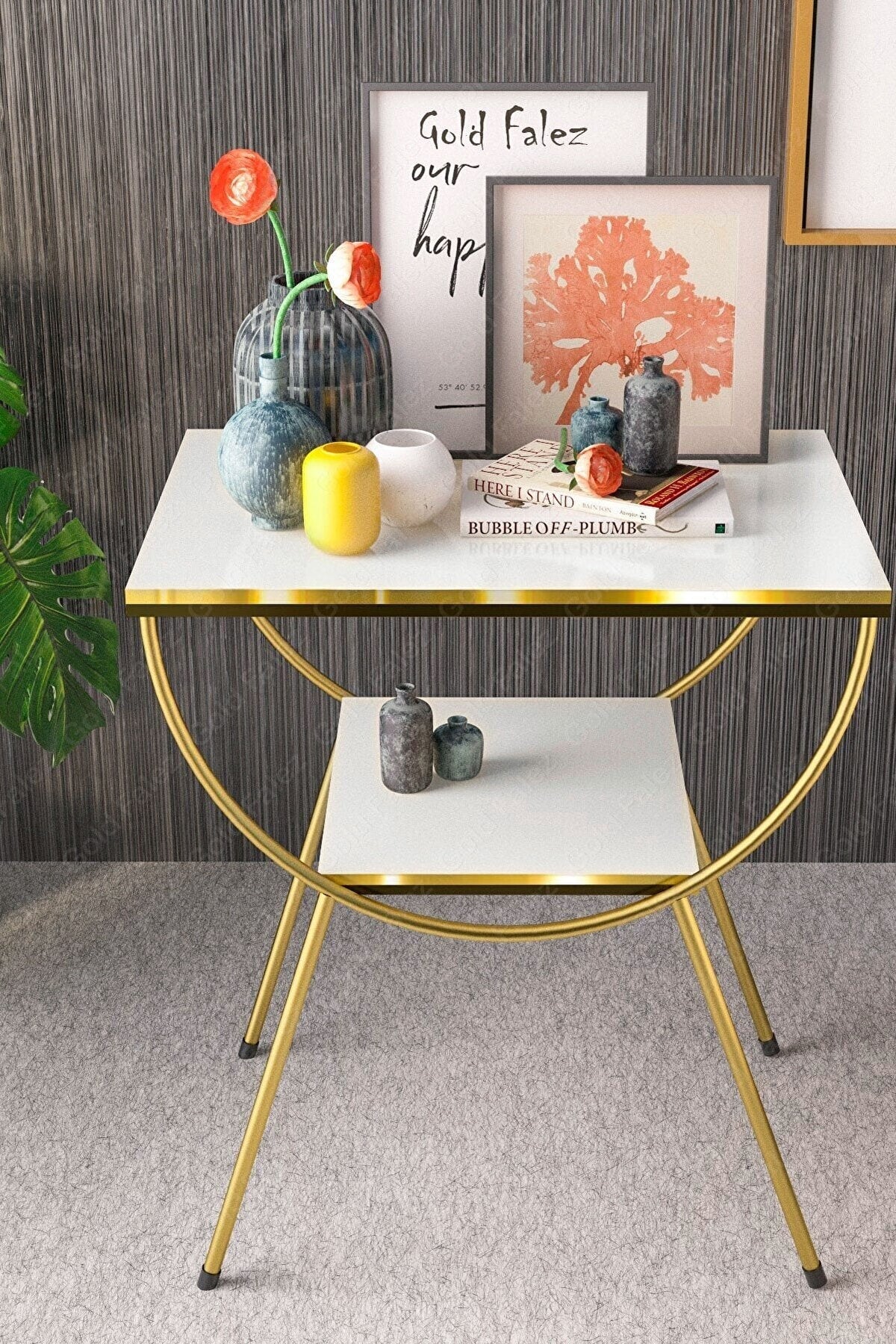 Gold Nightstand Side Table