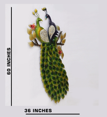 Metal Double Peacock Decorative Wall Art with LED Light