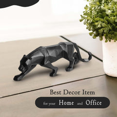 Modern Geometrical Black Panther Jaguar Sculpture Showpiece