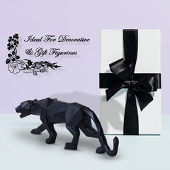 Modern Geometrical Black Panther Jaguar Sculpture Showpiece