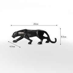 Modern Geometrical Black Panther Jaguar Sculpture Showpiece