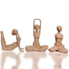 Set Of Three Modern Art Yoga Lady Showpiece