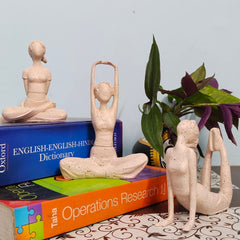 Set Of Three Modern Art Yoga Lady Showpiece