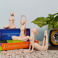 Set Of Three Modern Art Yoga Lady Showpiece