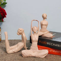 Set Of Three Modern Art Yoga Lady Showpiece