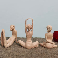 Set Of Three Modern Art Yoga Lady Showpiece