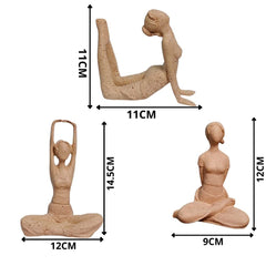 Set Of Three Modern Art Yoga Lady Showpiece