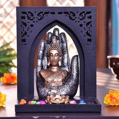 Buddha Statue with Wooden Royal Tray for Home Decor House Warming Gift