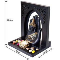 Buddha Facs Idol with Royal Tray and T Light Holder for Home Décor