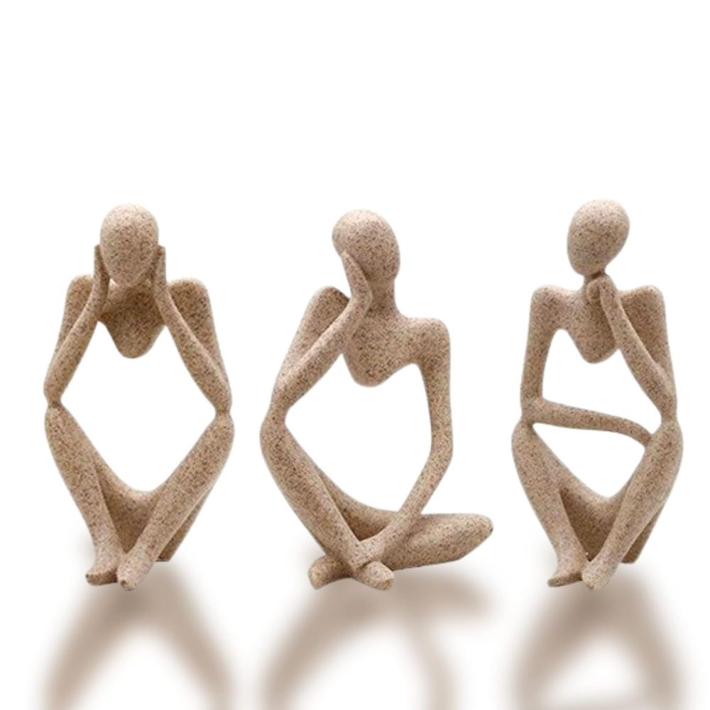 Set of Three Modern Art Thinker Showpiece House Warming Gift