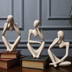 Set of Three Modern Art Thinker Showpiece House Warming Gift