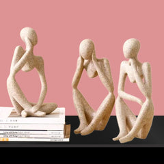 Set of Three Modern Art Thinker Showpiece House Warming Gift