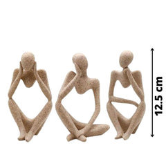 Set of Three Modern Art Thinker Showpiece House Warming Gift