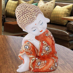 Resin, Marble Baby Buddha Statues Showpiece (Orange)