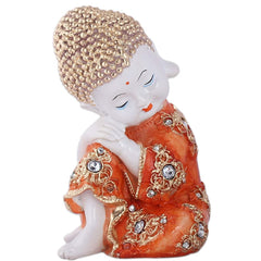 Resin, Marble Baby Buddha Statues Showpiece (Orange)