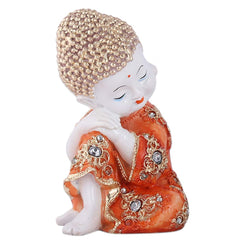 Resin, Marble Baby Buddha Statues Showpiece (Orange)