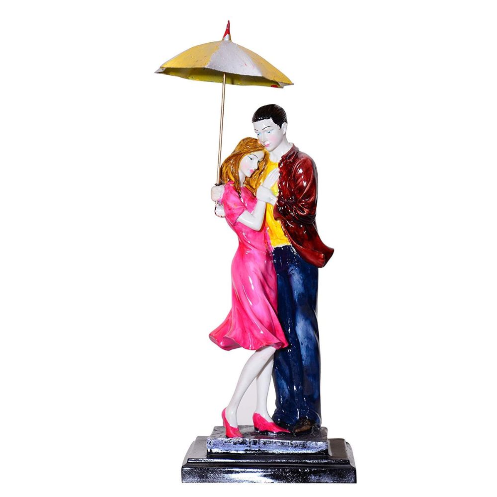 Resin And Marble Dust Valentine's Day Gift Love Couple With Umbrella Showpiece