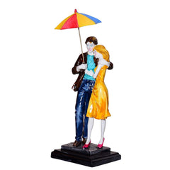 Resin And Marble Dust Valentine's Day Love Couple with Umbrella Showpiece