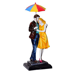 Resin And Marble Dust Valentine's Day Love Couple with Umbrella Showpiece