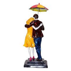 Resin And Marble Dust Valentine's Day Love Couple with Umbrella Showpiece