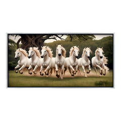 Premium 7 Running Horses Vastu Canvas Painting for Living Room