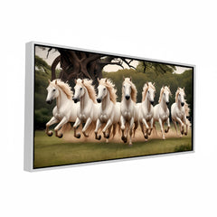 Premium 7 Running Horses Vastu Canvas Painting for Living Room