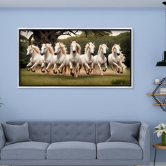 Premium 7 Running Horses Vastu Canvas Painting for Living Room