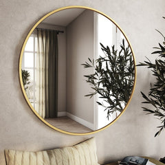 33 Inches Gold Round Mirror